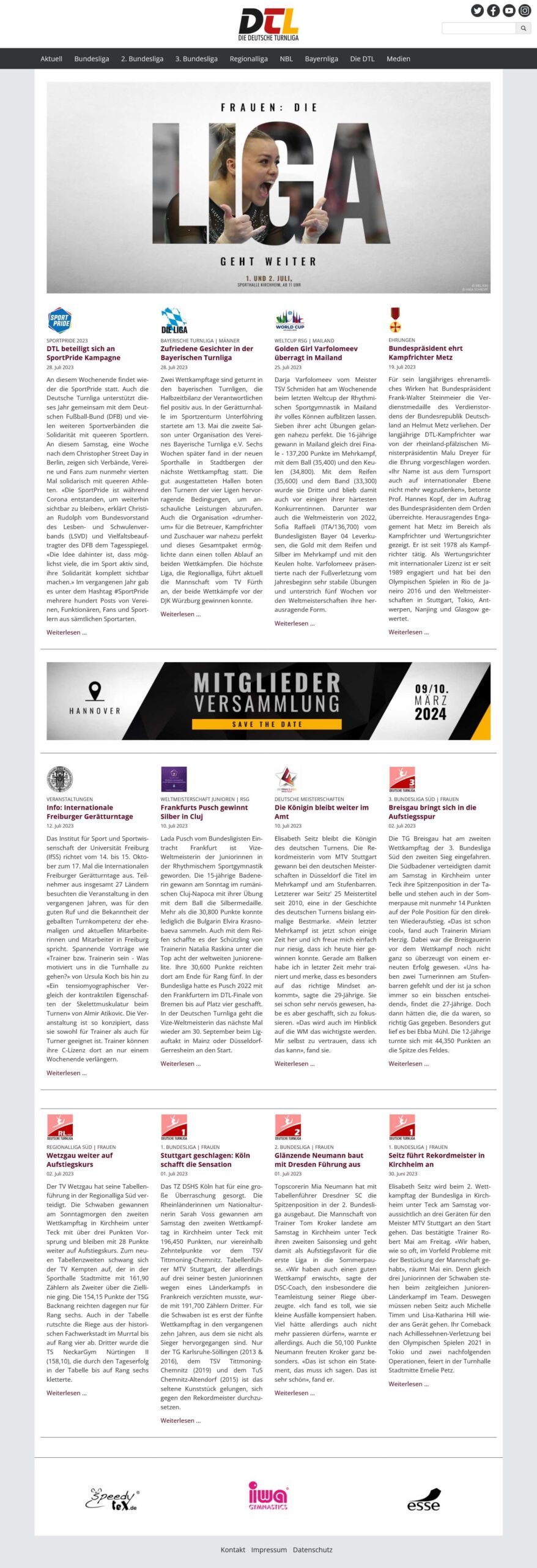 Screenshot: Startseite — Facelift deutsche-turnliga.de