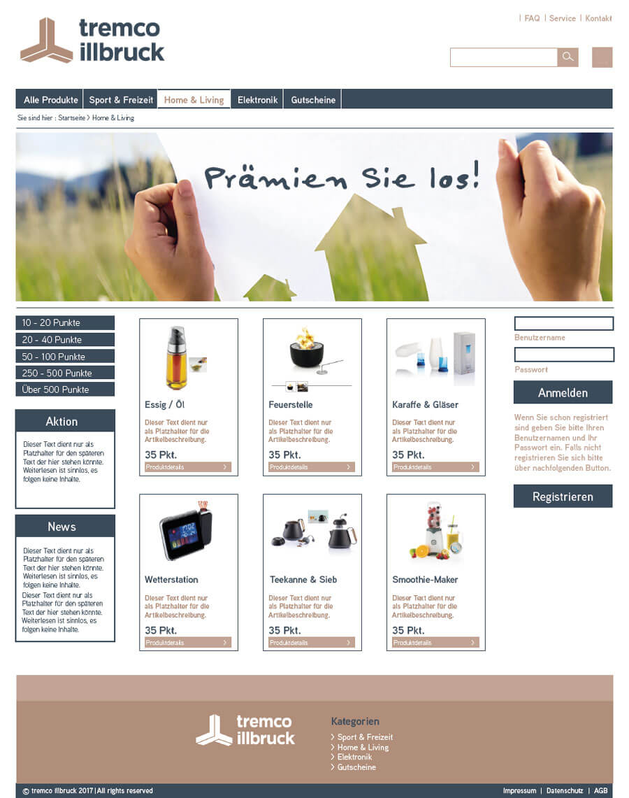 Screenshot: tremco — Promotional Webshop