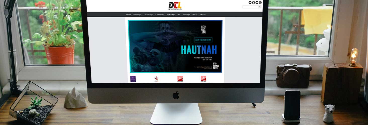 Die Seite der Deutschen Turnliga auf einem iMac
