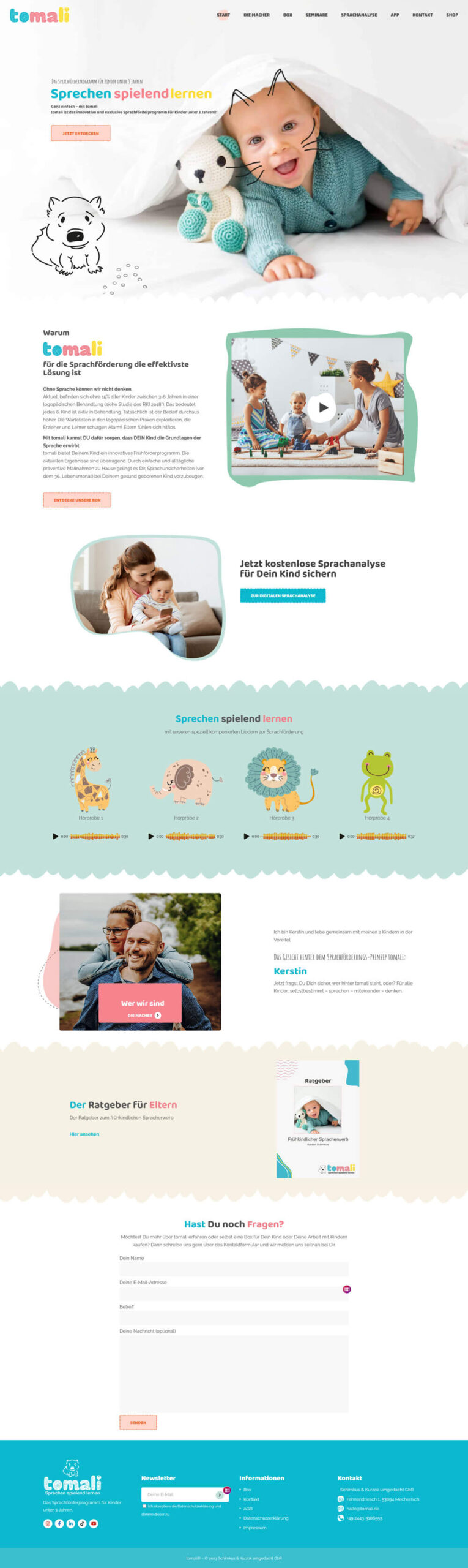 Screenshot: Startseite — Webshop tomali.de